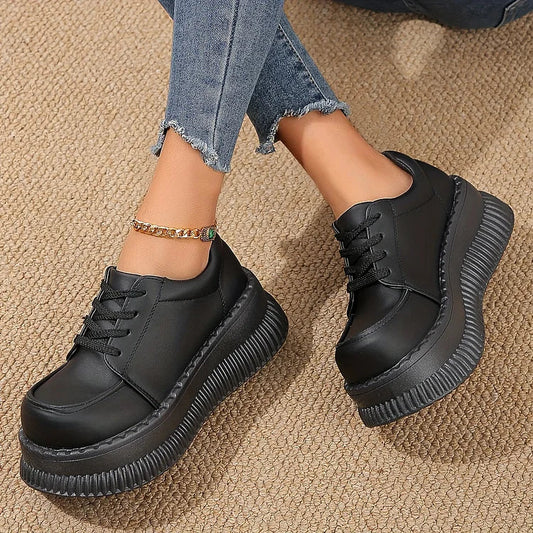 Comfortable Ladies Thick Sole Flat Shoes - OutfitLondon