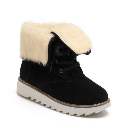 Non Slip Ankle Snow Booties Faux Fur Mid Calf Warm Boots