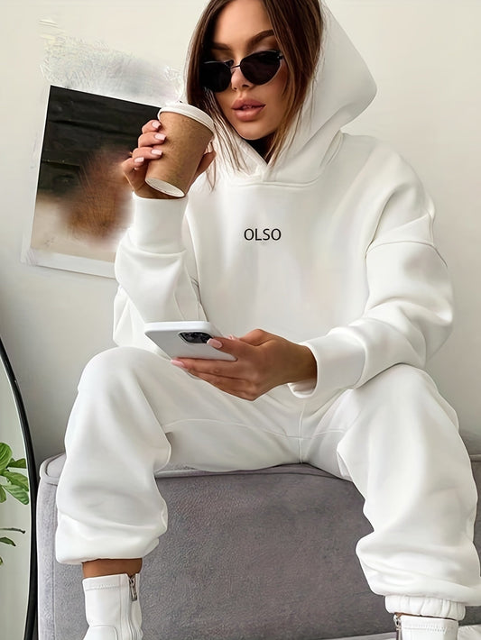 Soft Women's Hooded Sweat Suit with Stretchy Waist - OutfitLondon