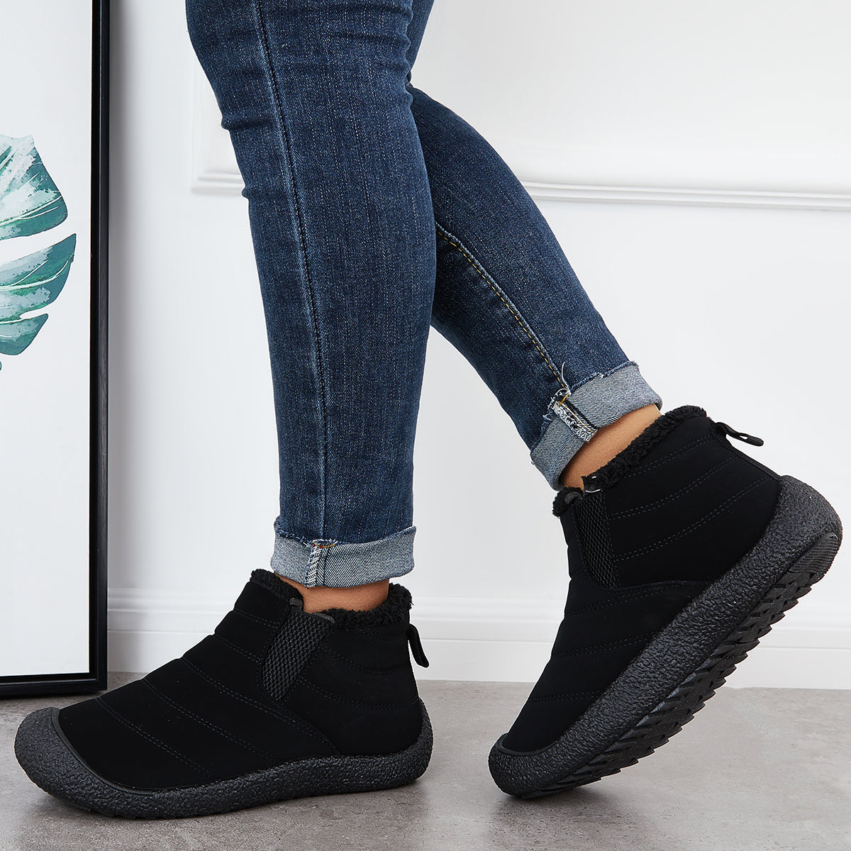 Warm Winter Snow Boots Fur Lined Waterproof Ankle Boots