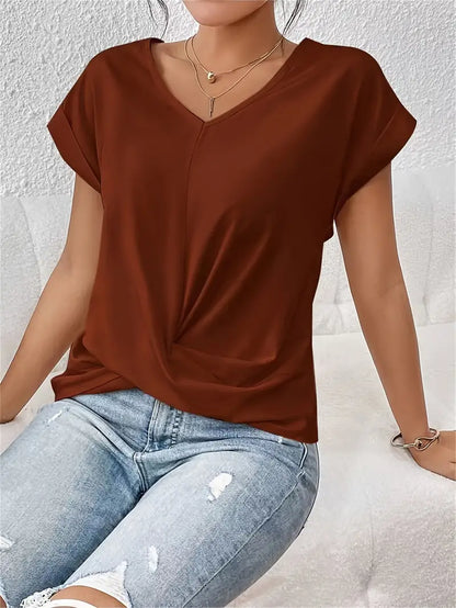 Chic V Neck Women's Casual Top