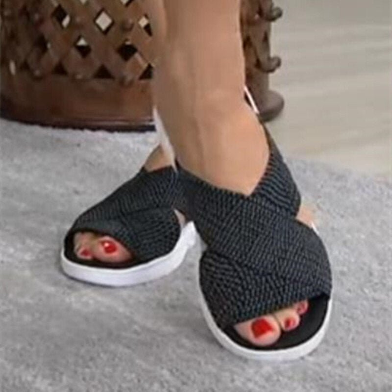 Stretch Orthotic Slide Sandals, Knitted Sports Corrective Sandals
