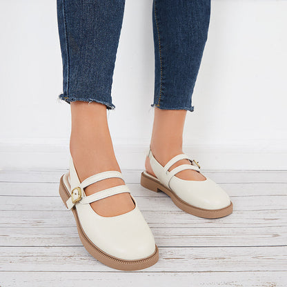 Closed Toe Mary Jane Slingback Flats Low Block Heel Loafer Shoes