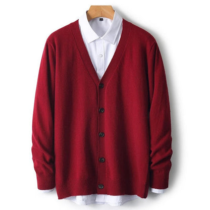 Traditional Crew Neck Mens Cardigan Sweater