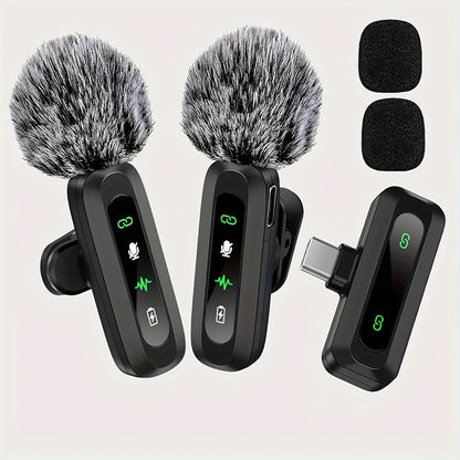 Wireless Lavalier Microphone with USB-C Connectivity for Smartphones and Tablets – Compact Design, Ideal for Podcasts and Vlogs