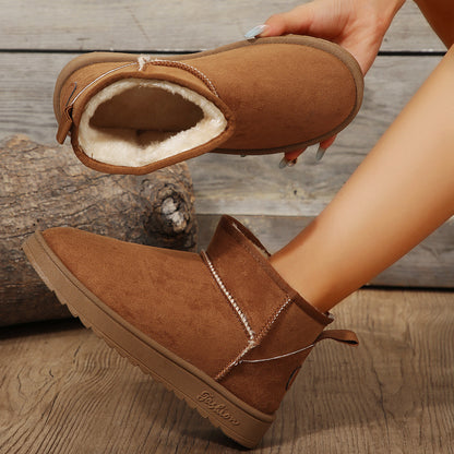 Faux Fur Lined Ankle Snow Boots Non Slip Warm Winter Booties