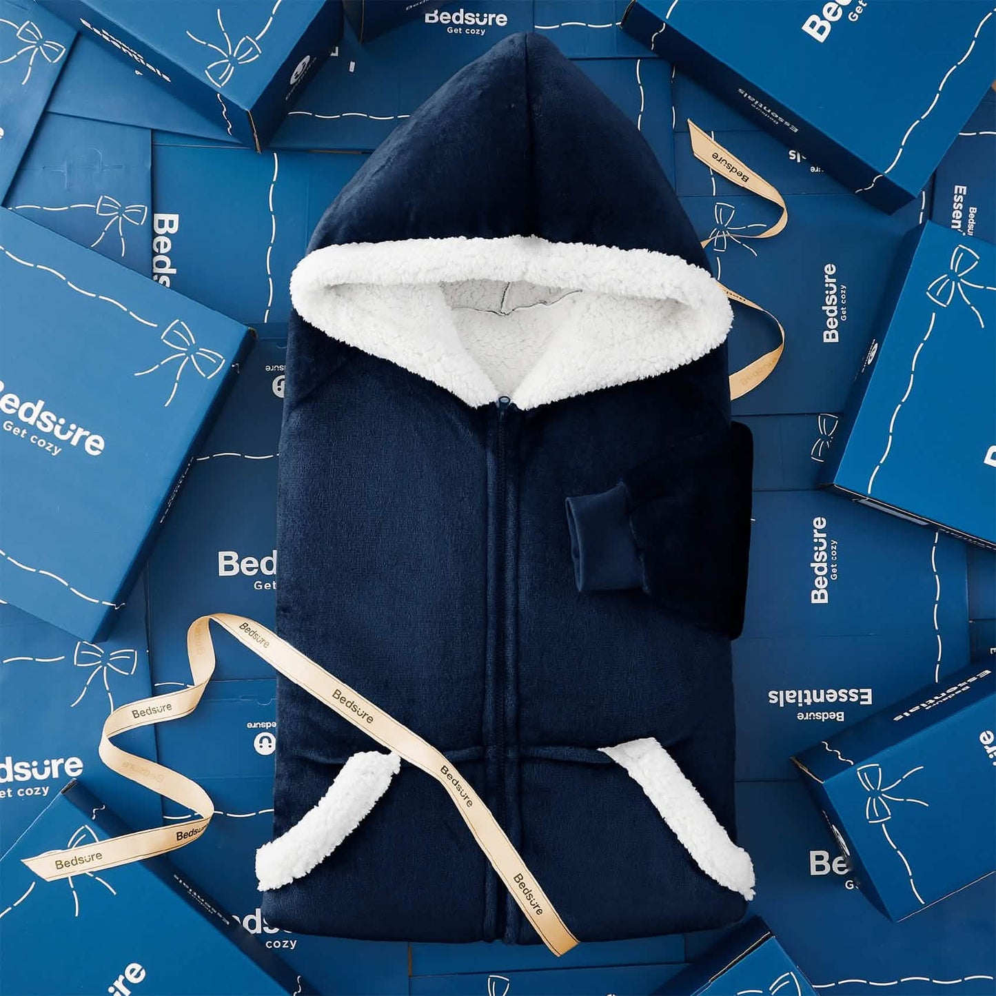 Plush Fleece Wearable Blanket Hoodie - Warm Zip Up