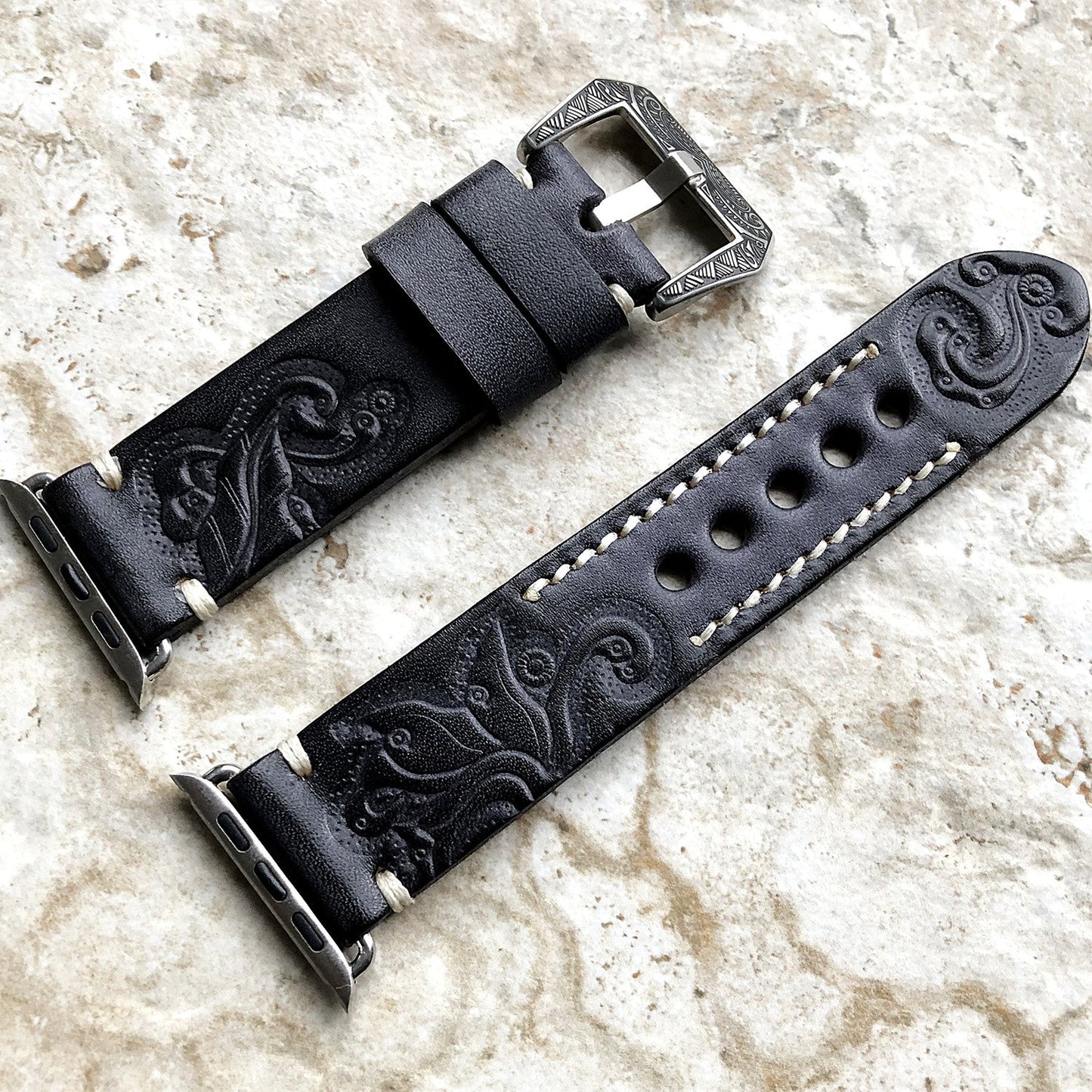 Customized Monogrammed Leather Band for Apple Watch