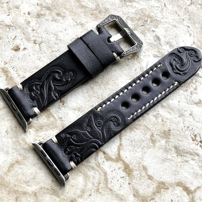 Customized Monogrammed Leather Band for Apple Watch