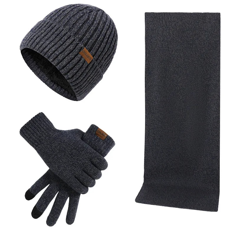 Warm Men's Winter Accessory Set Hat Scarf Gloves