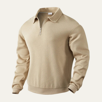 Relaxed Fit Mens Zip Polo Sweater