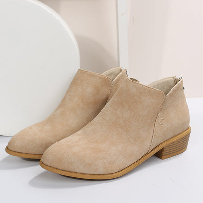 Women Orthopedic Ankle Boots Zipper Stacked Heel