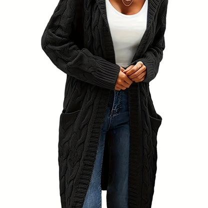 Cozy Open Front Winter Cardigan with Pockets