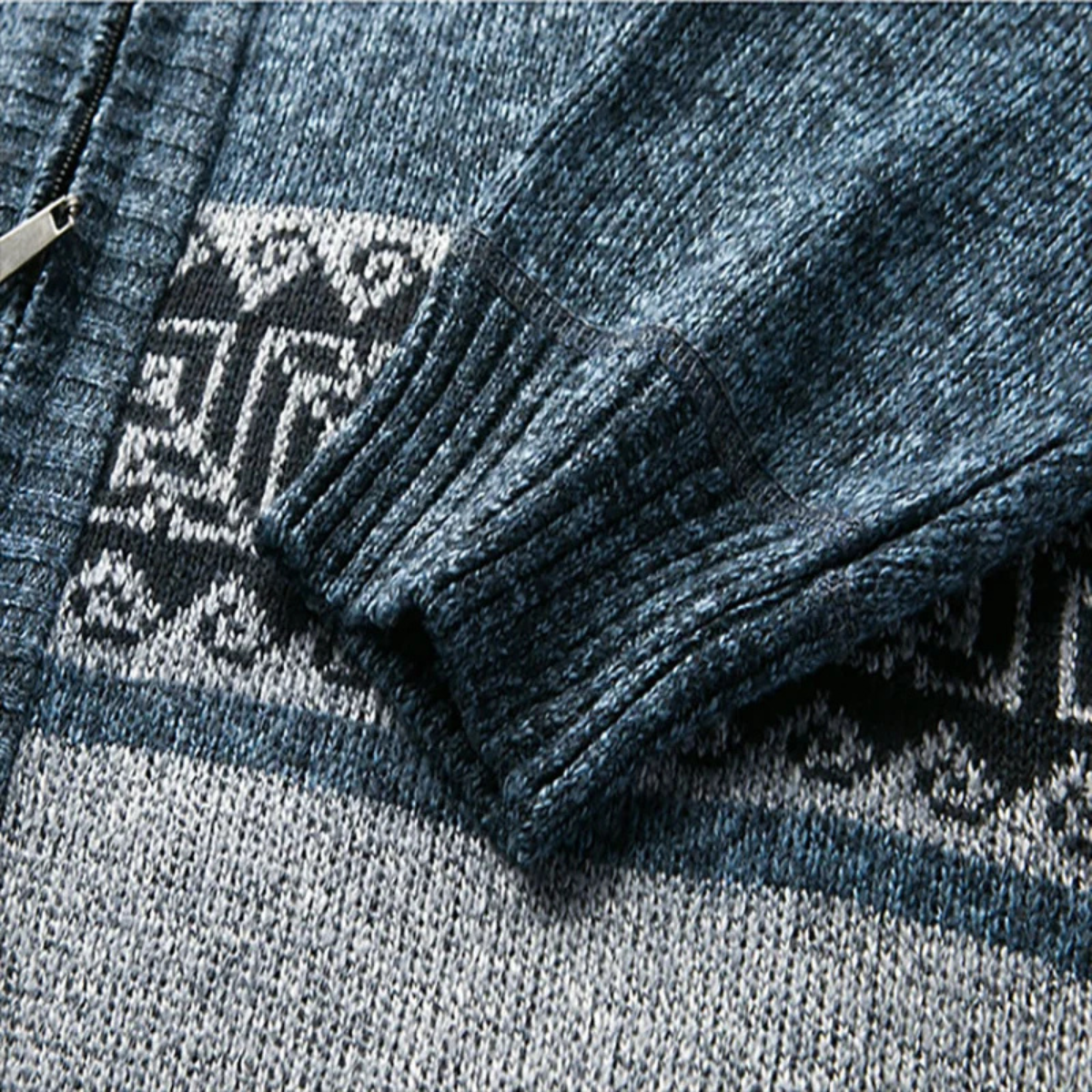 Men's Patterned Zip Up Knitted Cardigan Sweater