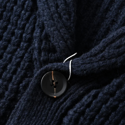 Men's Thick Cable Knit Cardigan with Shawl Neck