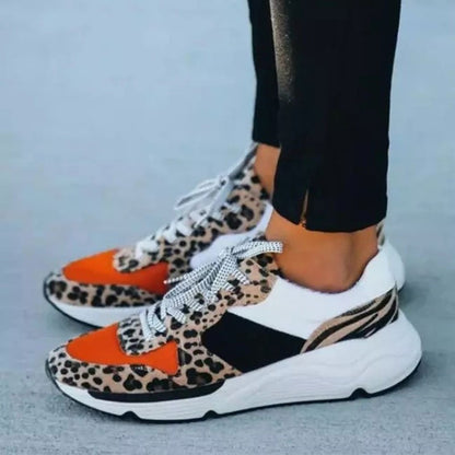 Platform Leopard Print Lace-up Casual Sneakers