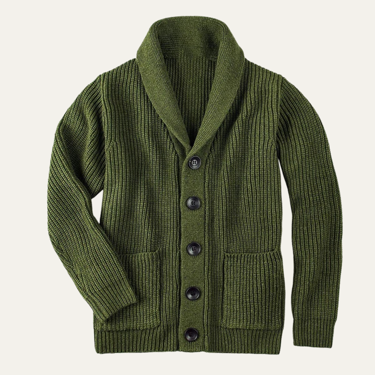 Warm Mens Wool Crew Neck Cardigan Sweater