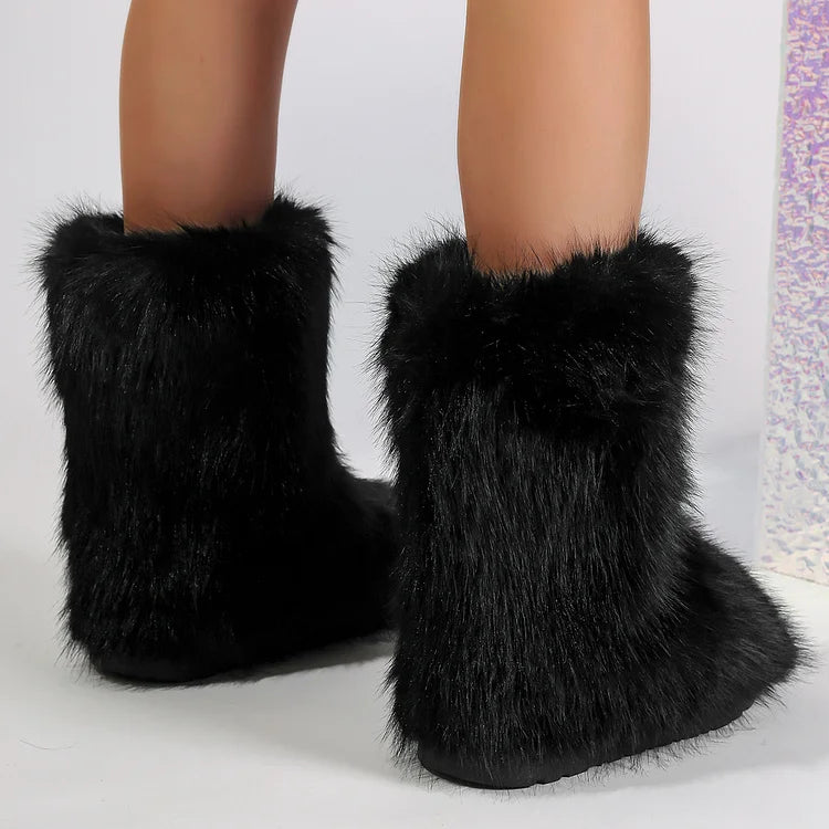 Warm Faux Fur Ankle Boots for Women