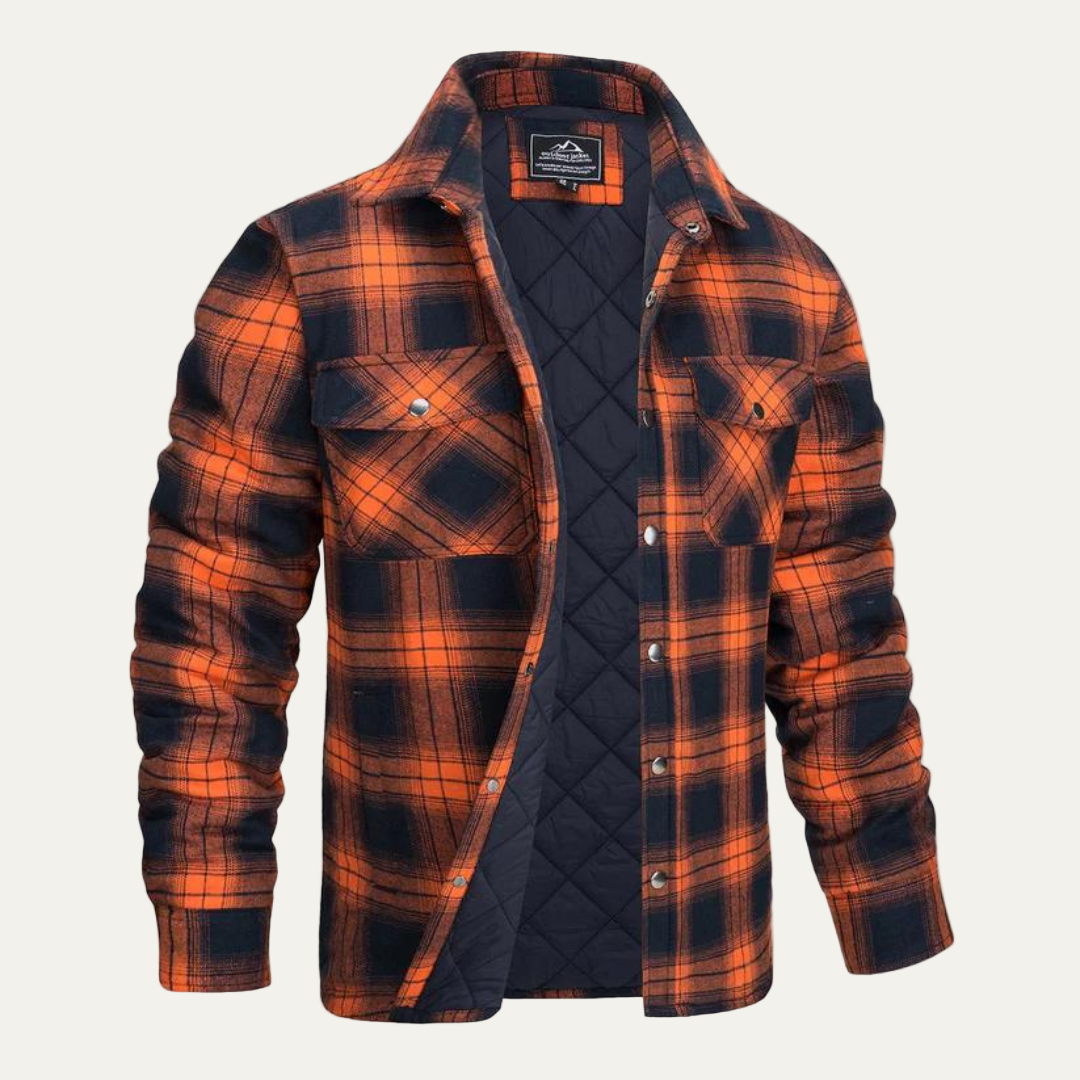 Warm Plaid Insulated Shirt Jacket for Men