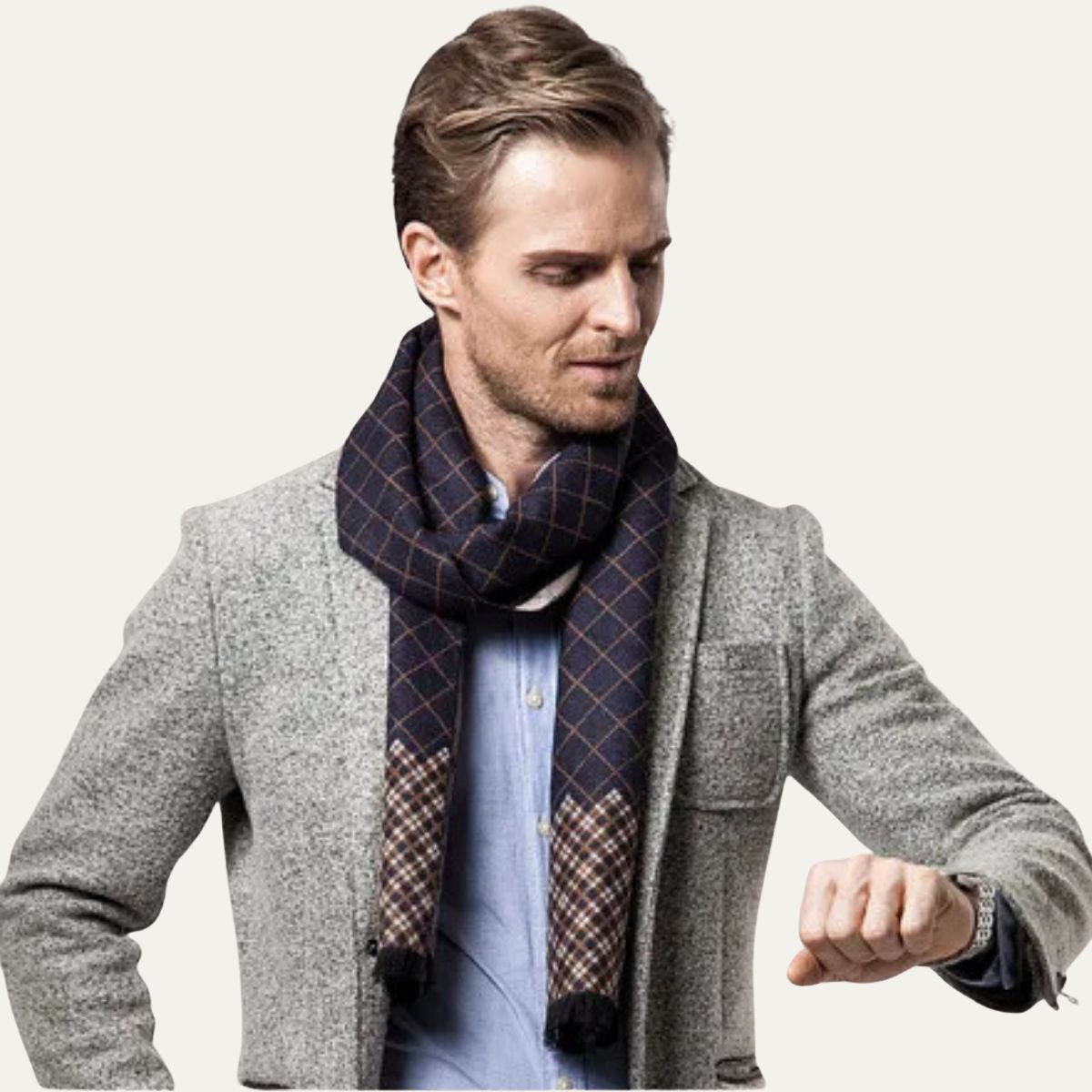 Luxury Black Men's Cashmere Wool Scarf