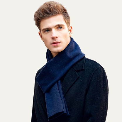 Luxury Navy Blue Men's Wool Scarf - OutfitLondon