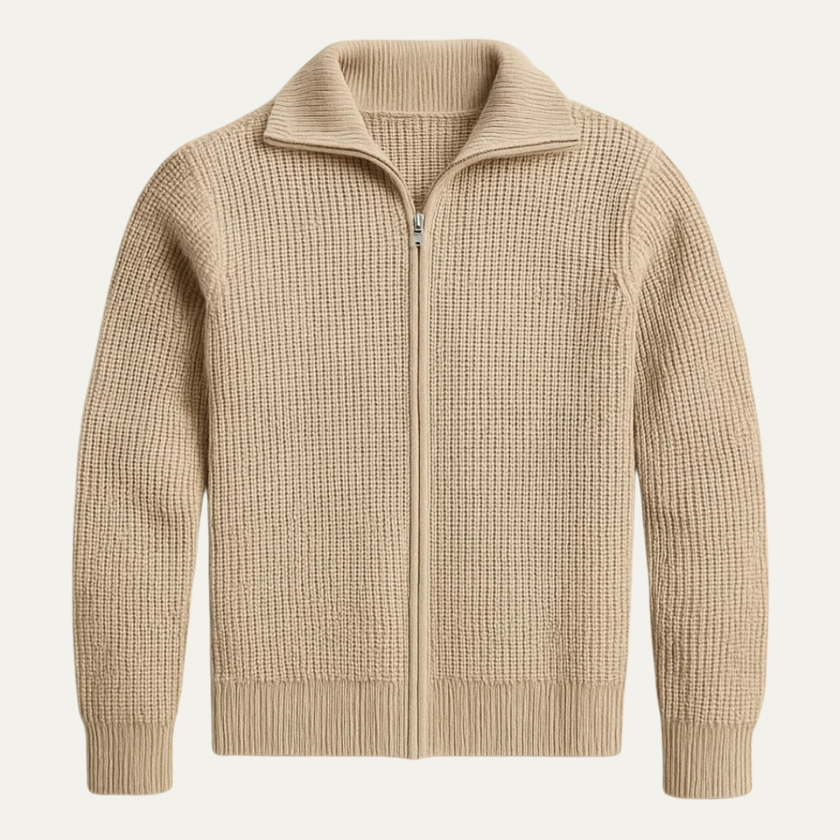 Men's Thick Warm Full Zip Knitted Sweater - OutfitLondon