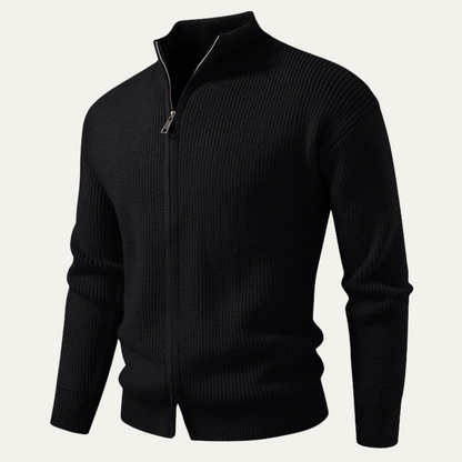 Stylish Men's Crew Neck Knitted Zipper Cardigan