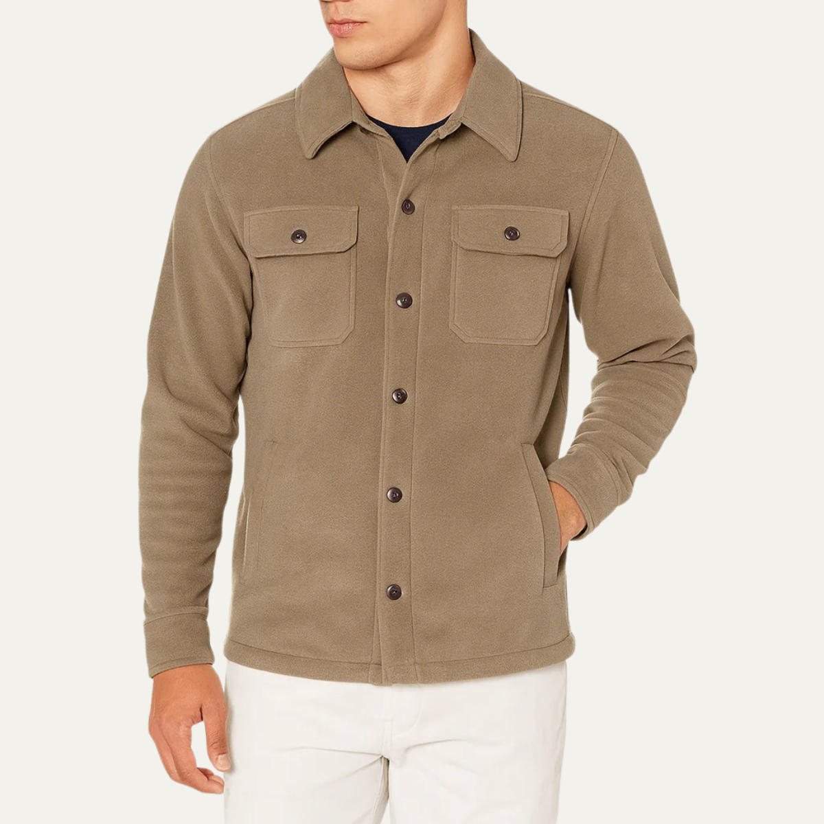 Classic Mens Wool Button Down Coat with Pockets
