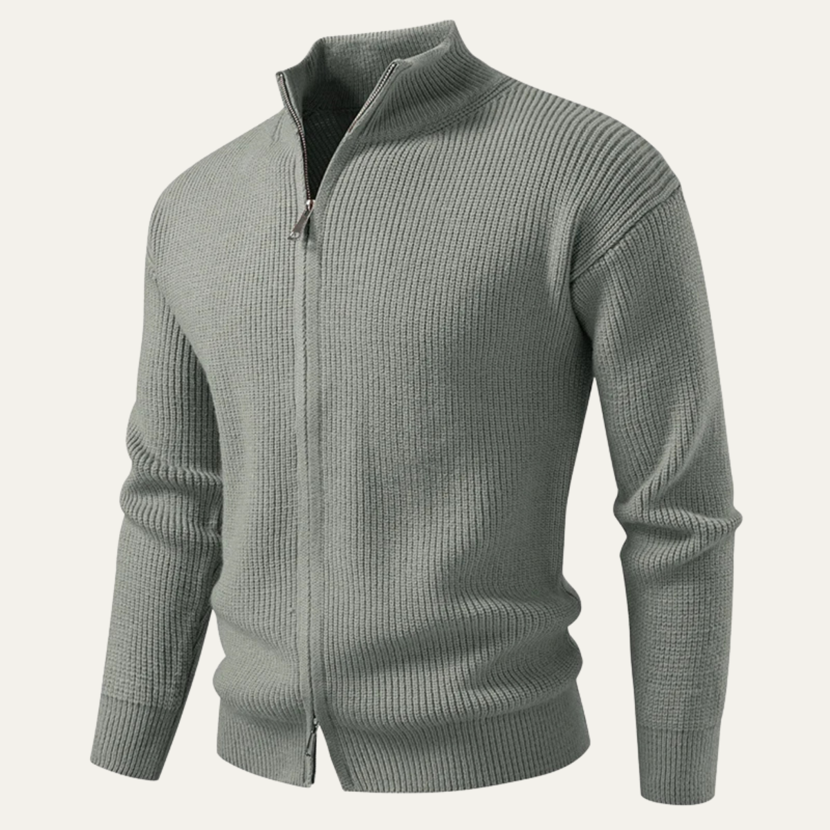 Stylish Men's Crew Neck Knitted Zipper Cardigan