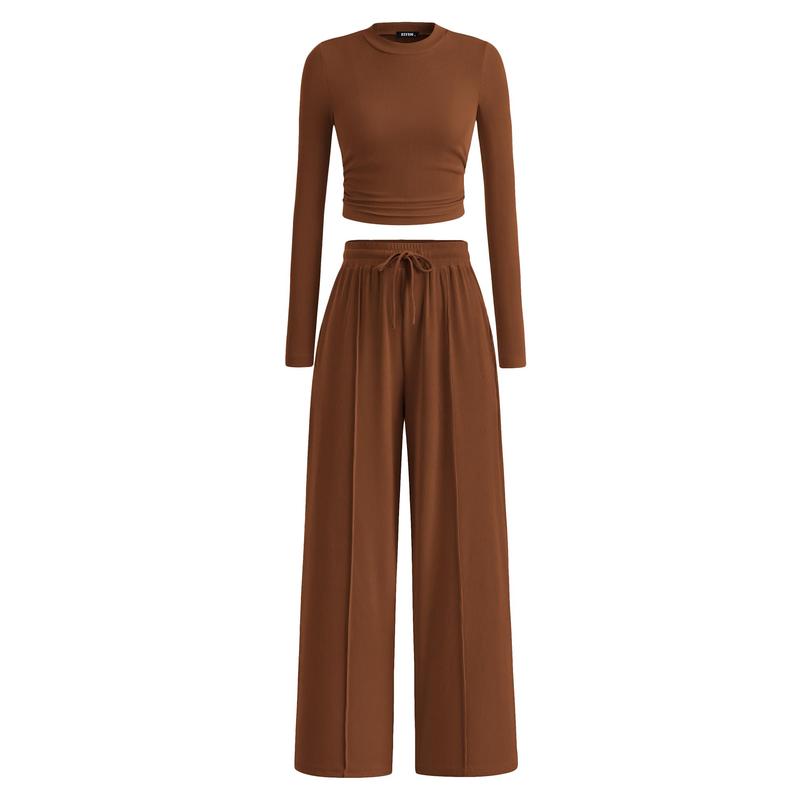 Soft Knit Long Sleeve Crop Top and Legging Set