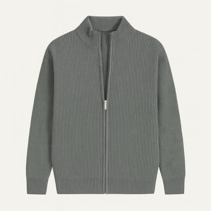 Stylish Men's Crew Neck Knitted Zipper Cardigan - OutfitLondon
