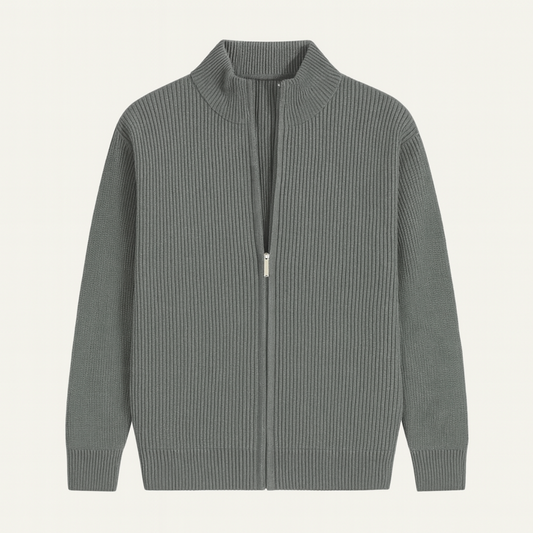Stylish Men's Crew Neck Knitted Zipper Cardigan - OutfitLondon