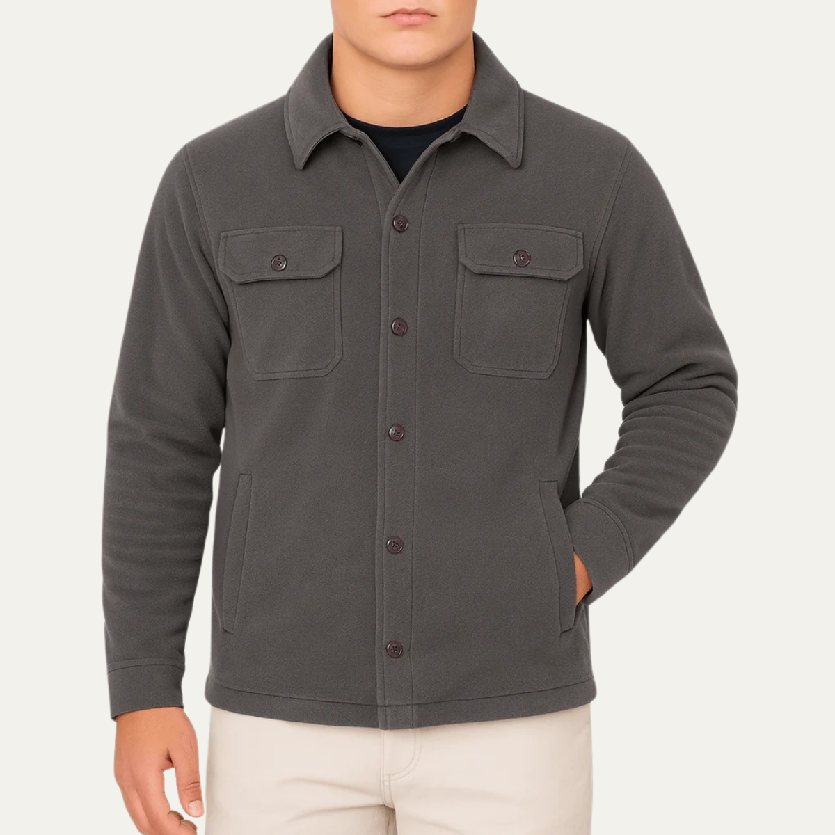 Classic Mens Wool Button Down Coat with Pockets