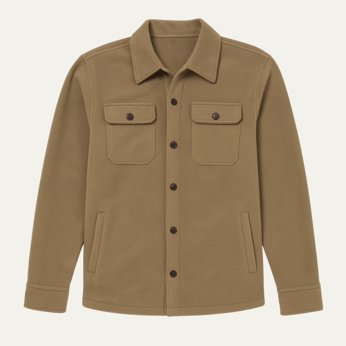Classic Mens Wool Button Down Coat with Pockets - OutfitLondon
