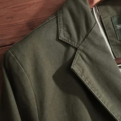 Slim Fit Olive Green Cotton Blazer Jacket for Men