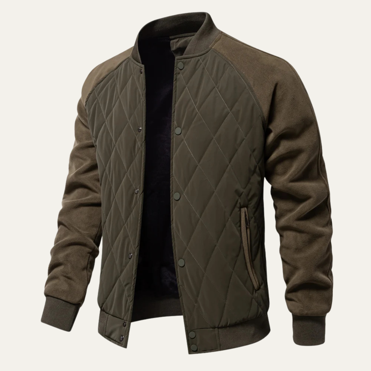 Men's Cozy Quilted Bomber Jacket with Fleece Lining