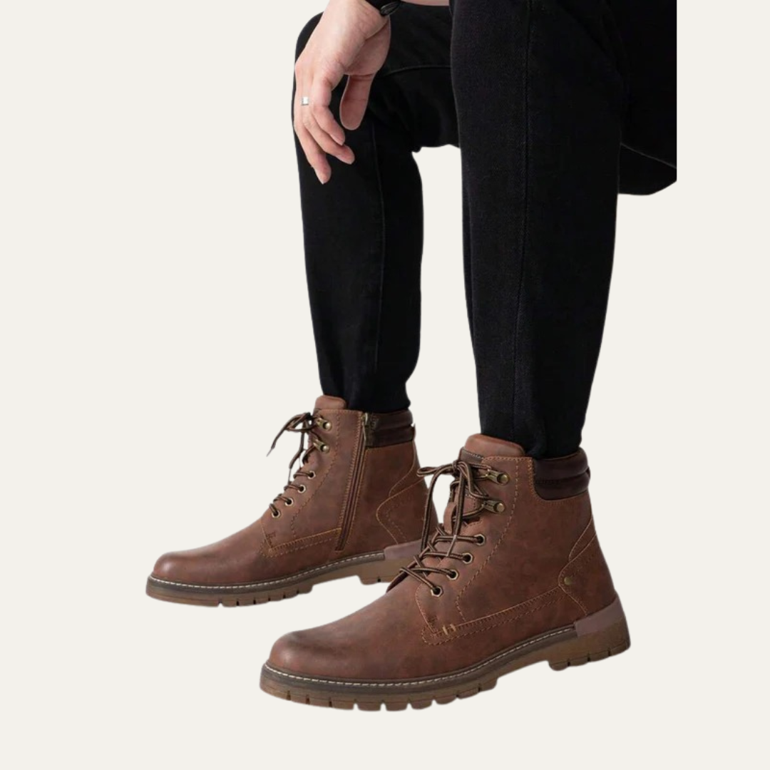 Tough Tactical Lace Up Ankle Boots with Rubber Sole