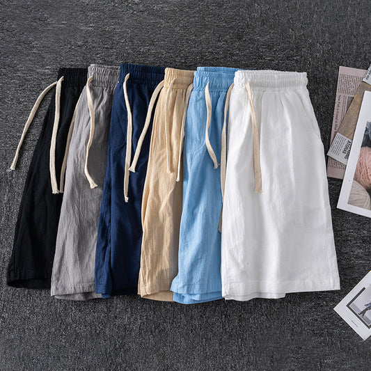 Men's Casual Cotton Blend Elastic Waist Summer Shorts