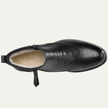 Warm Insulated Leather Zip Boots for Men