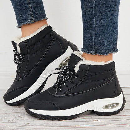 Women Air Cushion Sneakers Boots Warm Fur-Lining Booties