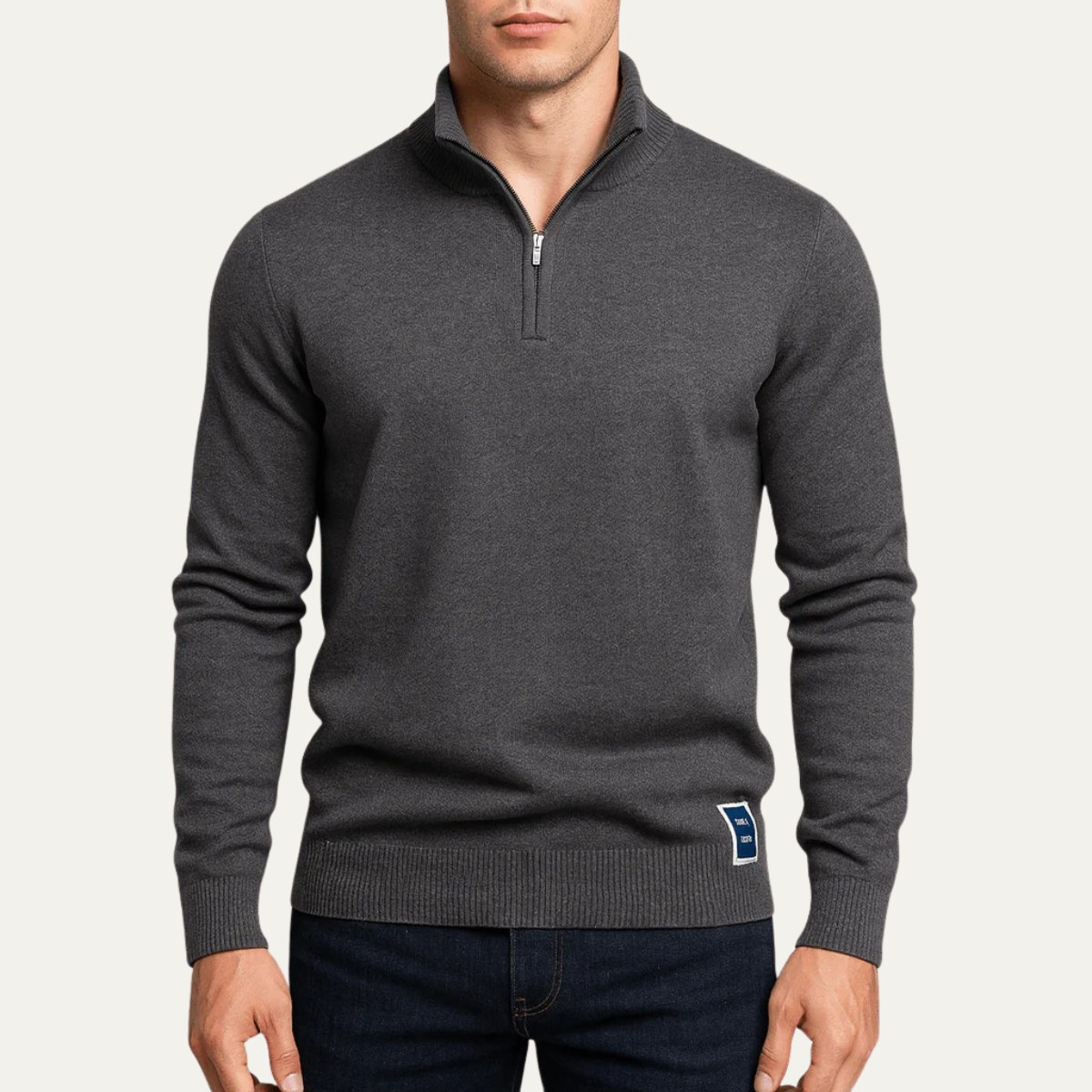 Men's Classic Half Zip Crew Neck Sweater