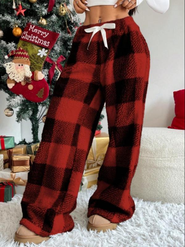 Warm Plaid Straight Leg Winter Pants