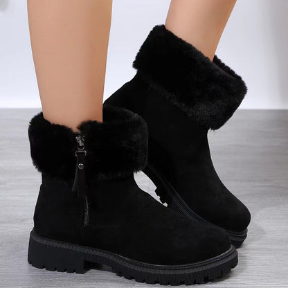 Stylische Knöchelstiefel mit Fellfütterung und dicker Sohle