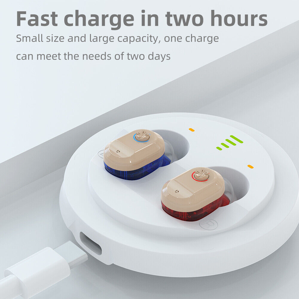 1 Pair Rechargeable Hearing Aid Digital Rechargeable Invisible Sounds Amplifier