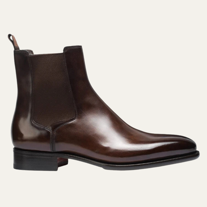 Stylish Men's Black Leather Ankle Boots
