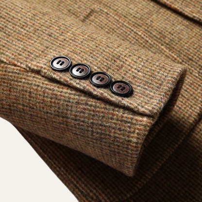 Classic Men's Plaid Wool Blazer Jacket