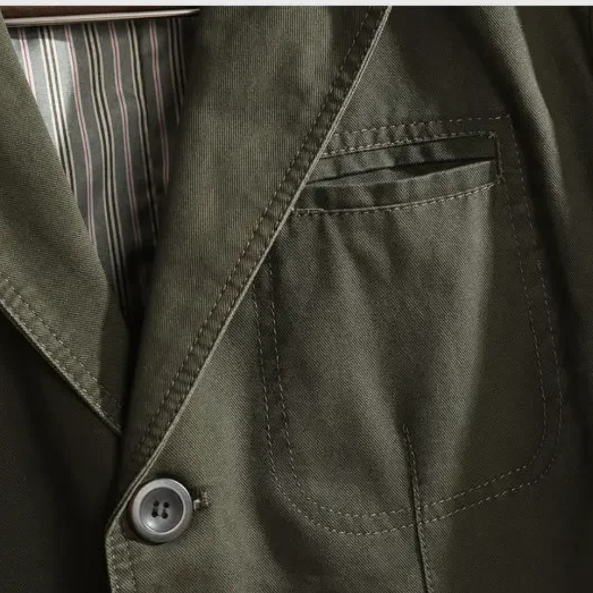 Slim Fit Olive Green Cotton Blazer Jacket for Men