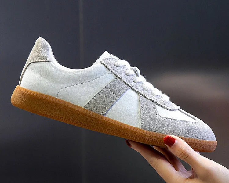 White Leather Low Top Sneakers Shoes