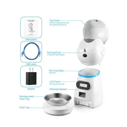 Automatic Cat Dog Feeder With Timer Pet Supplies 3.5L Smart Food Dispenser For Pets