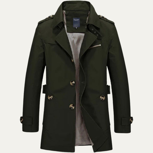 Classic Waterproof Long Trench Coat for Men - OutfitLondon